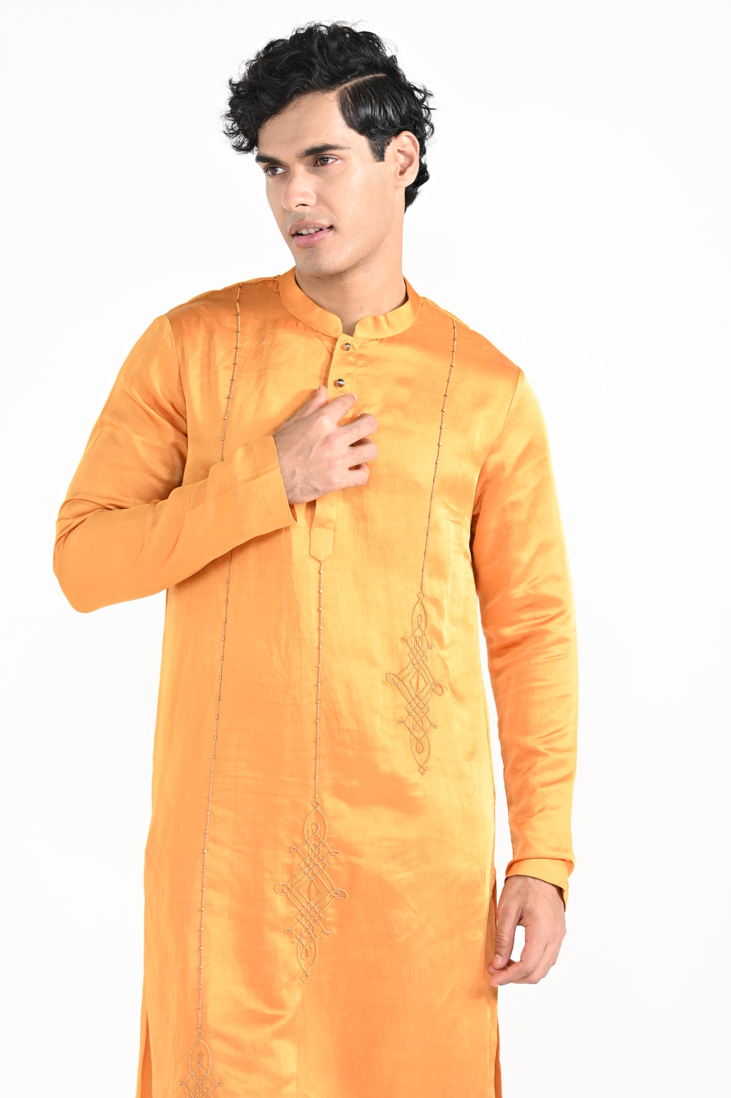 Gold Finch Yellow work kurta set