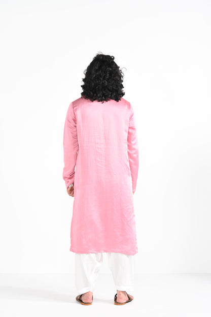 Mauvelous  pink work  kurta set