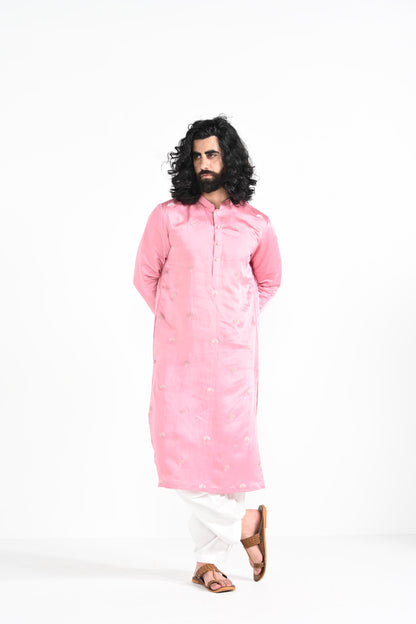 Mauvelous  pink work  kurta set