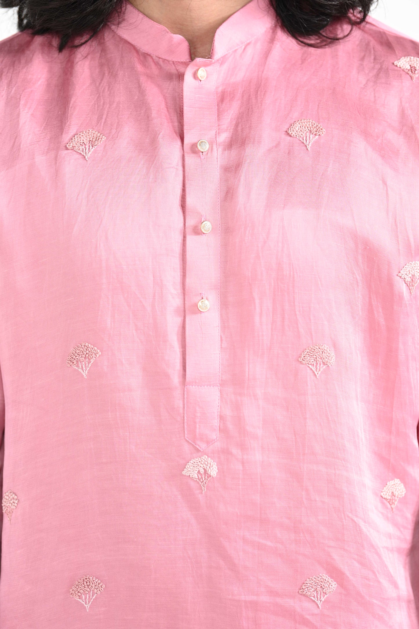 Mauvelous  pink work  kurta set