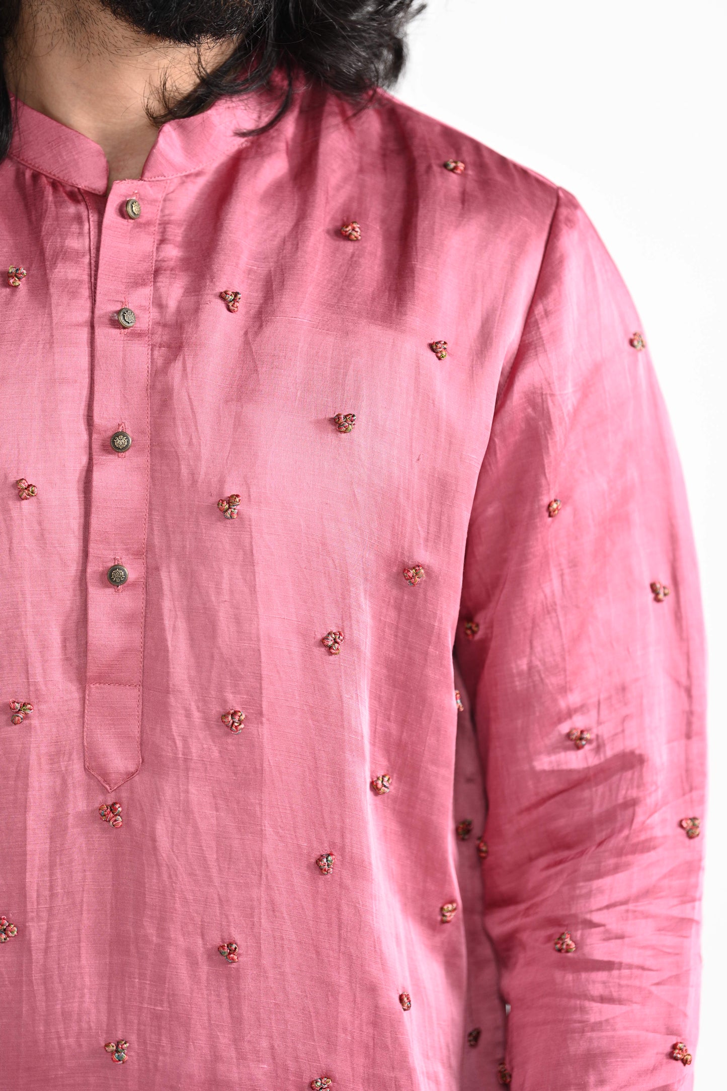 French Pink work kurta set