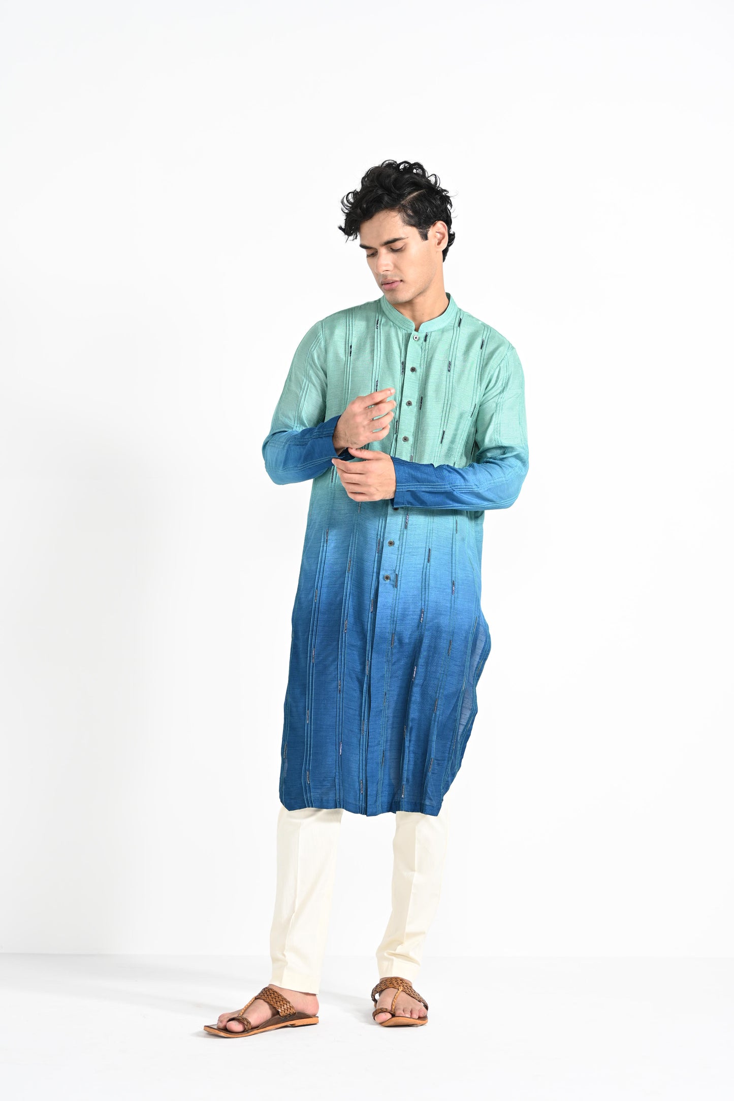 Ocean Ombre work kurta set
