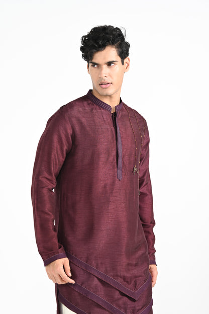 Magenta Purple work kurta set