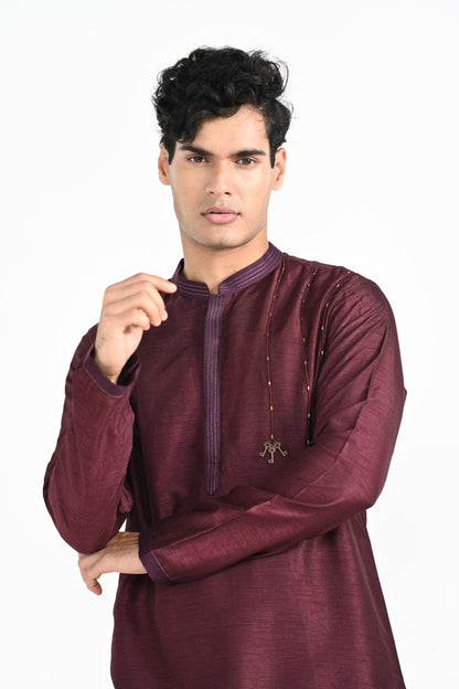 Magenta Purple work kurta set