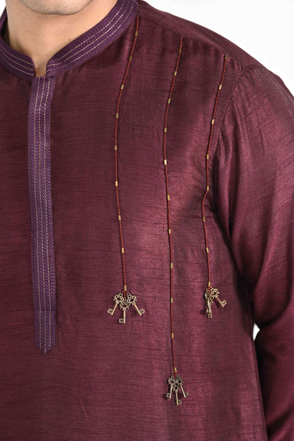 Magenta Purple work kurta set