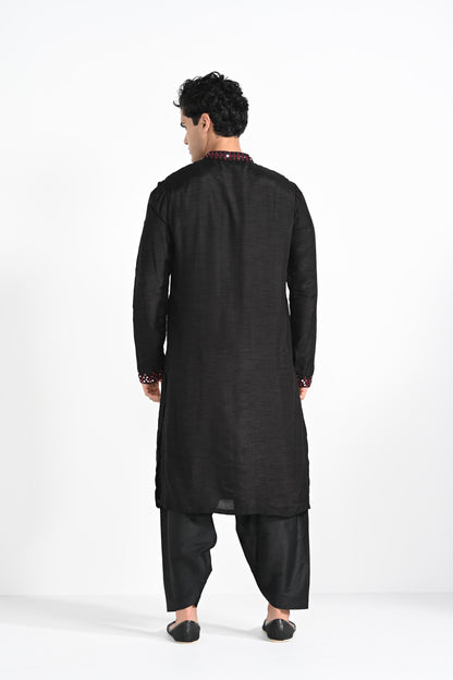 Black mirror work kurta set