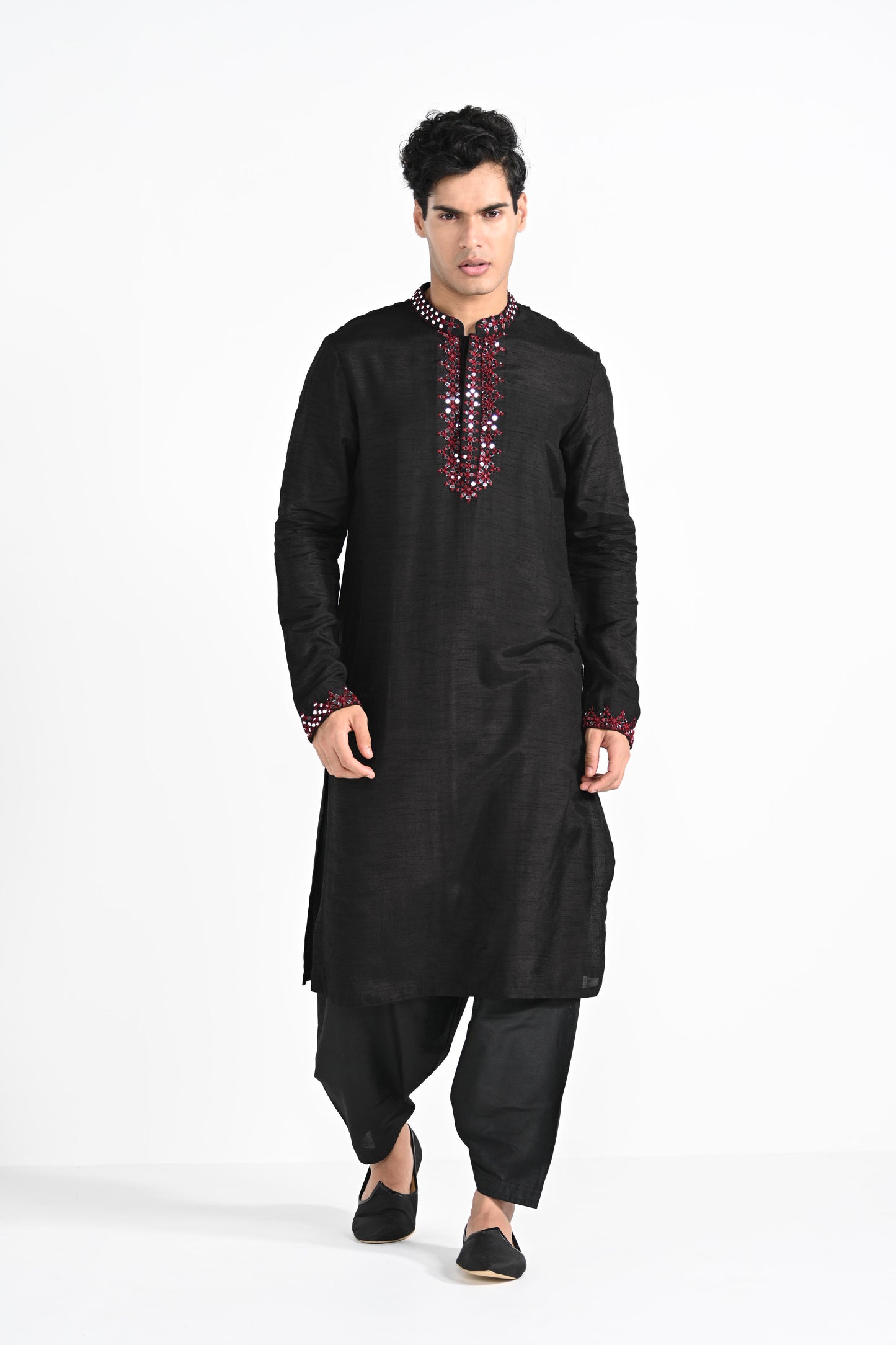 Black mirror work kurta set