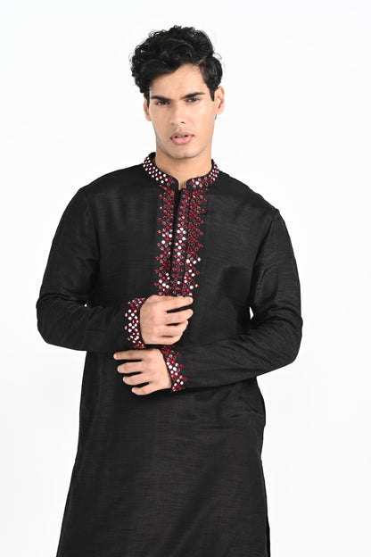 Black mirror work kurta set