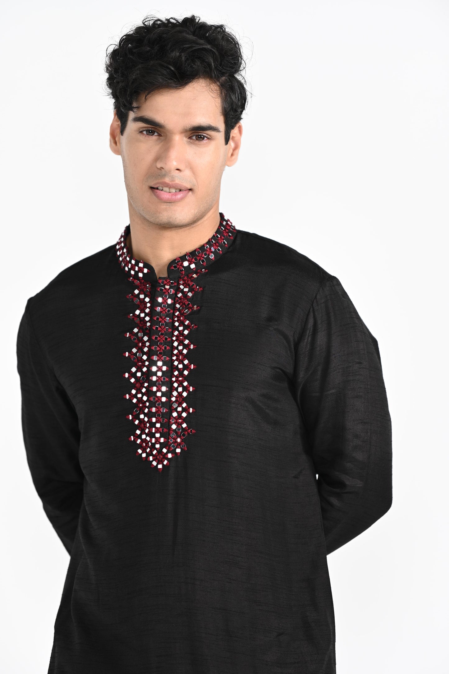 Black mirror work kurta set