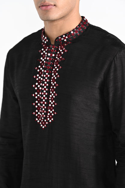 Black mirror work kurta set