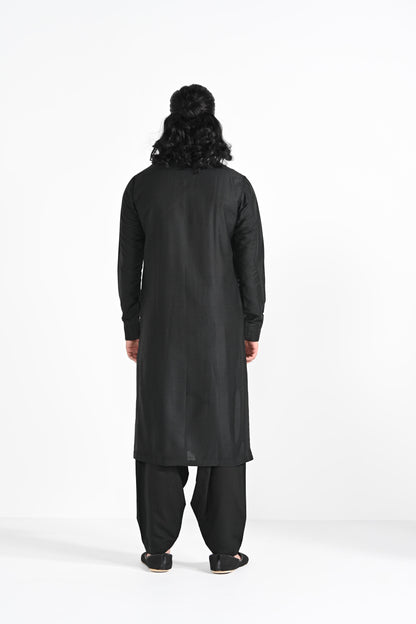 Black Pintucks kurta set