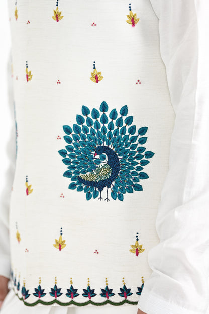 RAJASTHANI PEACOCK EMBROIDERED  NEHRU JACKET  SET