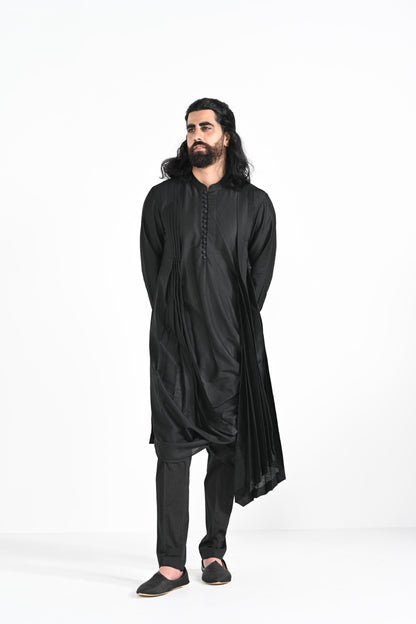 Jet Black Cowl kurta set