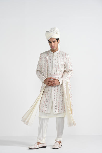 Pearl White Sherwani Set