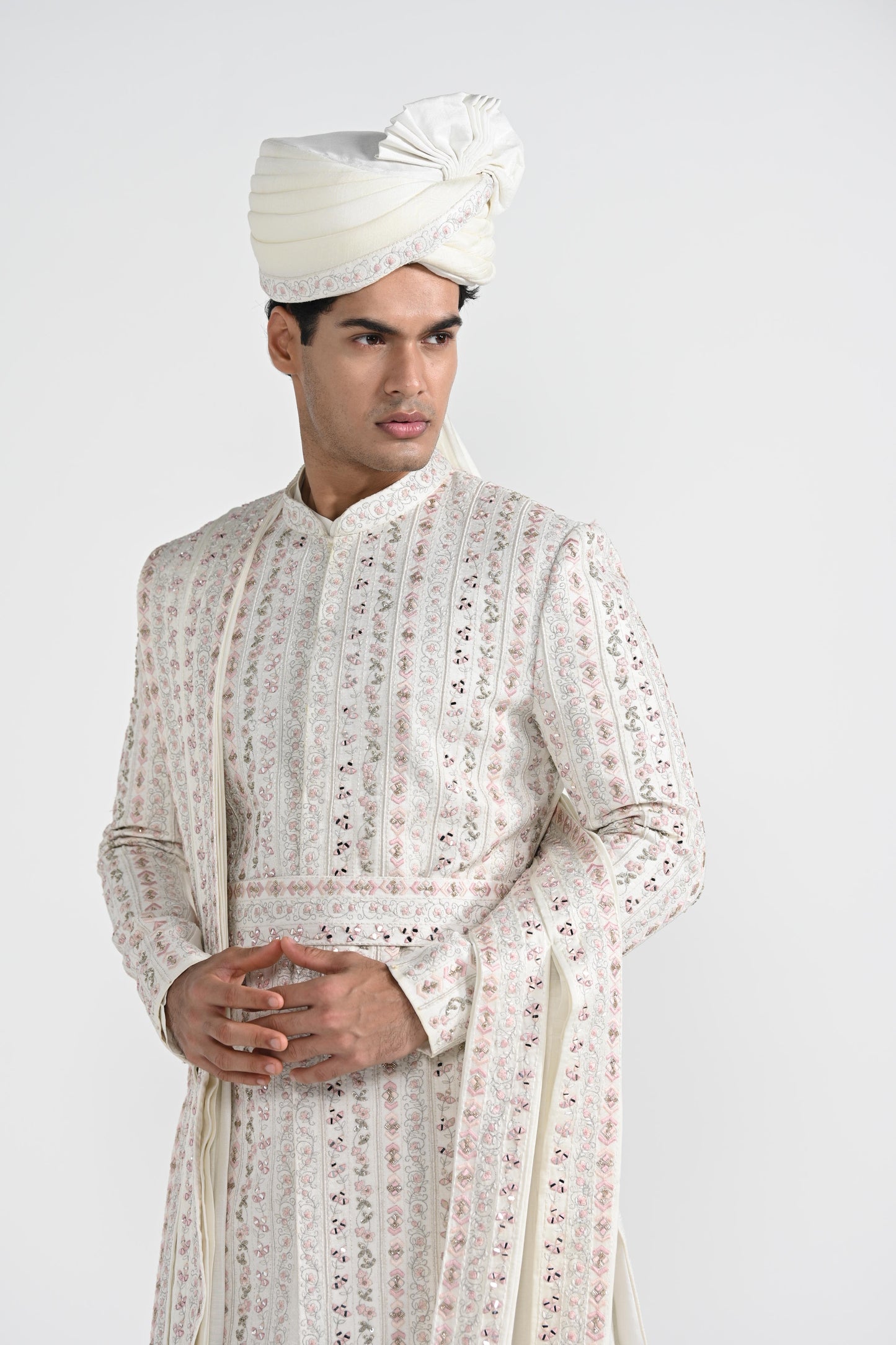 Pearl White Sherwani Set