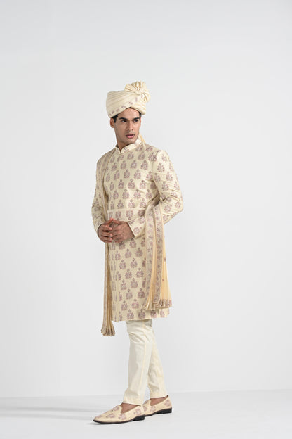 Dark Cream  Sherwani Set