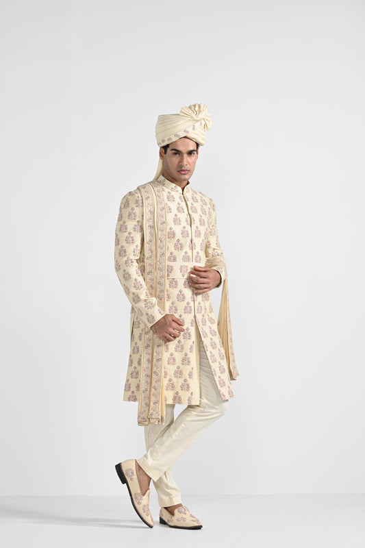 Dark Cream  Sherwani Set