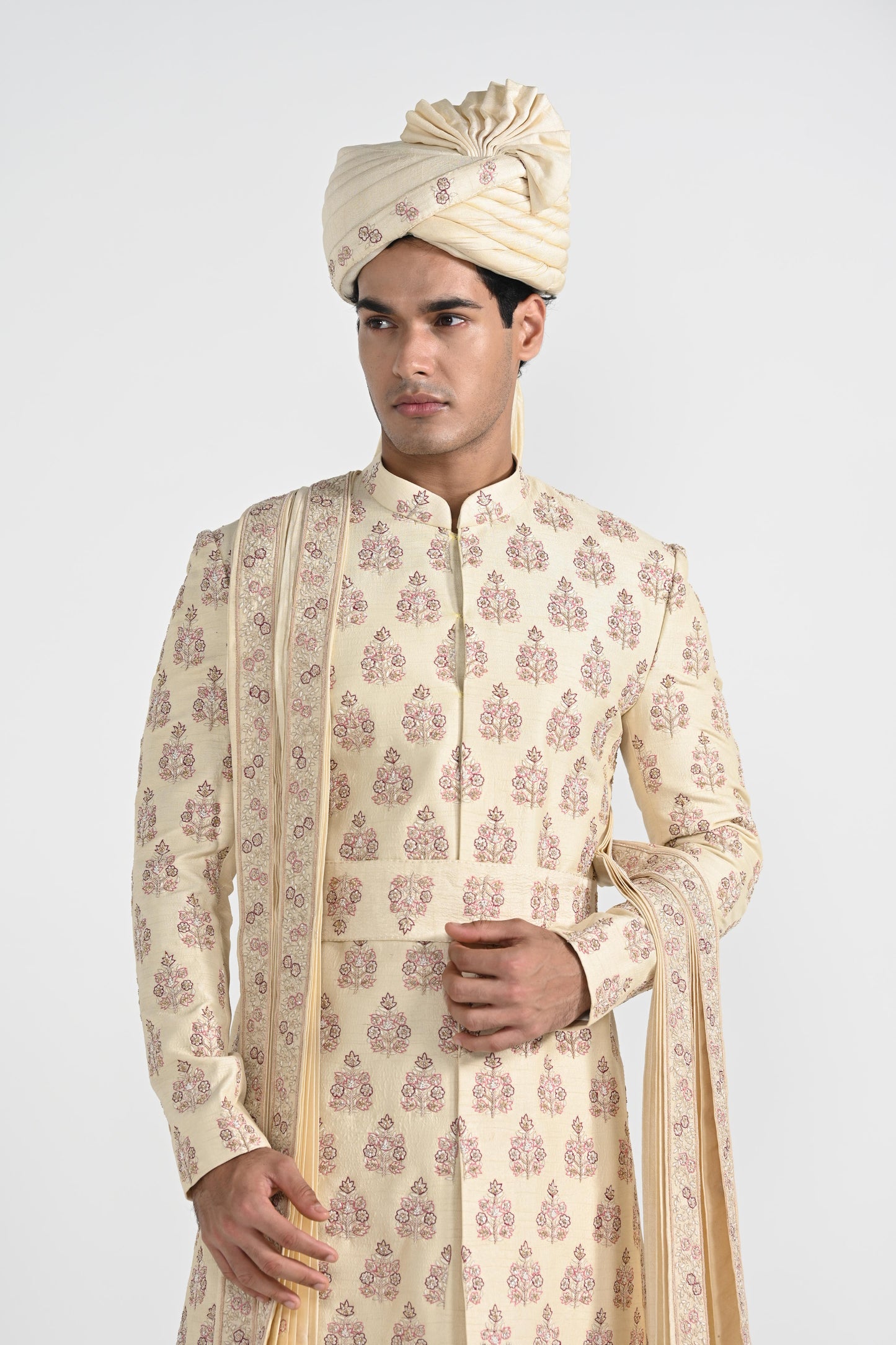 Dark Cream  Sherwani Set