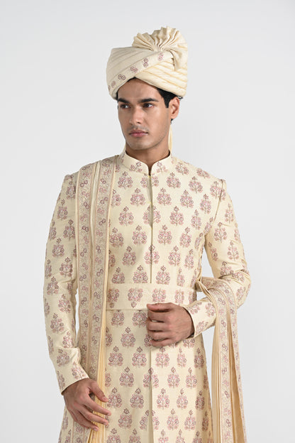 Dark Cream  Sherwani Set