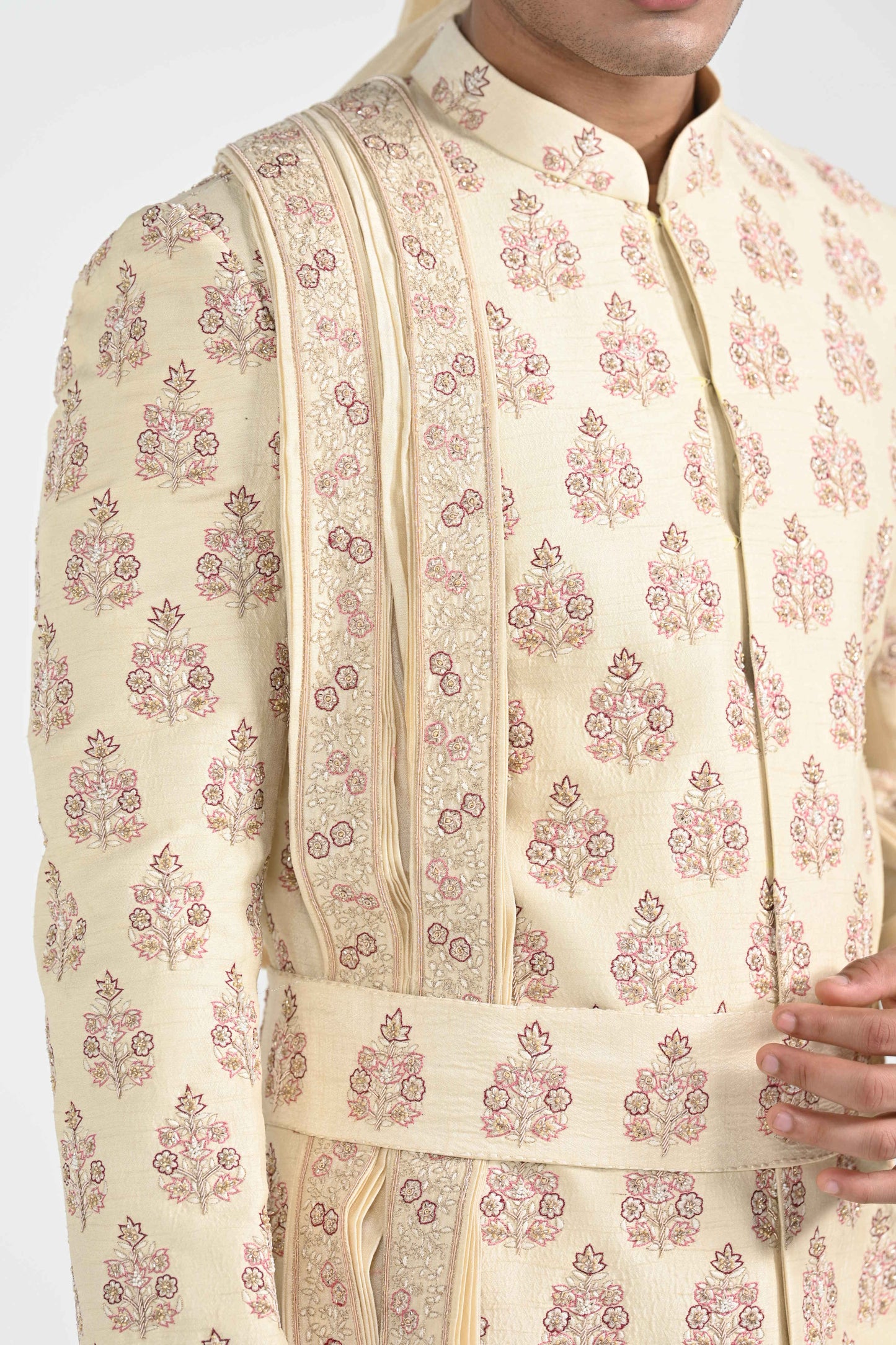 Dark Cream  Sherwani Set