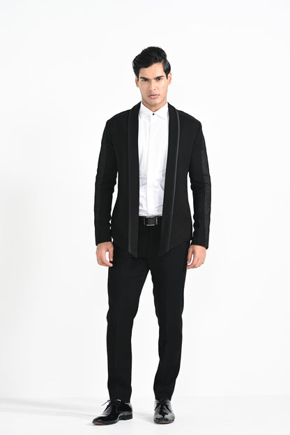 OPEN BLAZER WITH PINTUCKS DETAILING