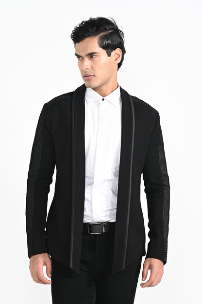 OPEN BLAZER WITH PINTUCKS DETAILING