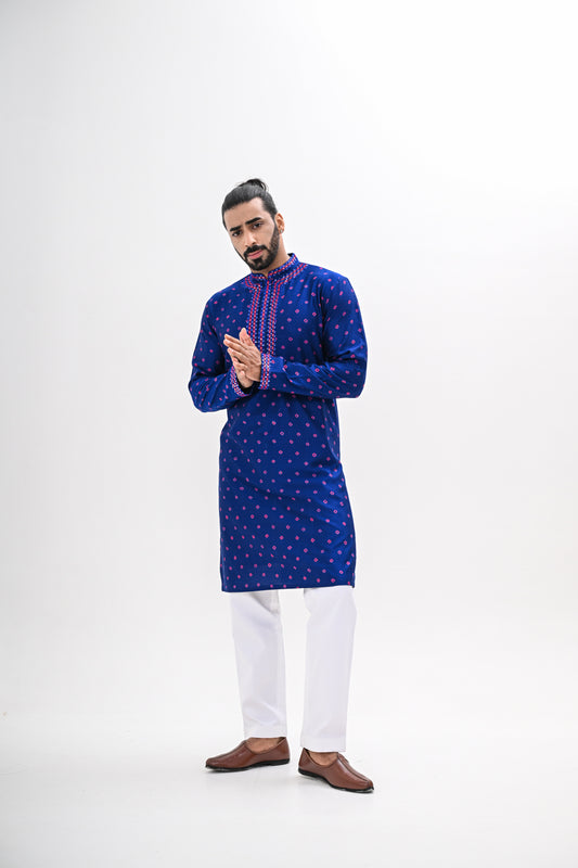BLUE BANDHANI KURTA