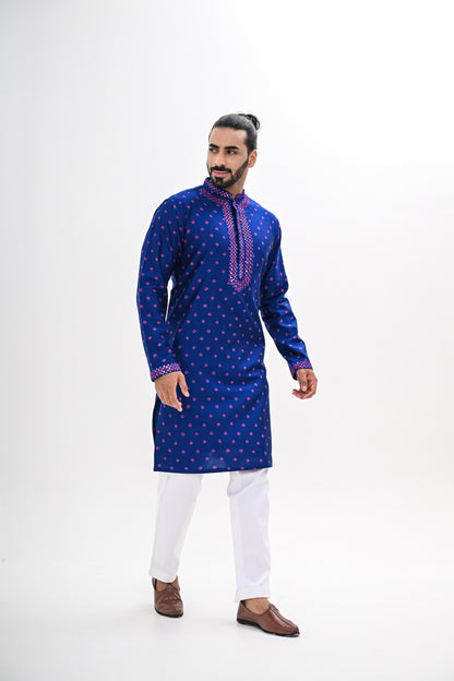 BLUE BANDHANI KURTA