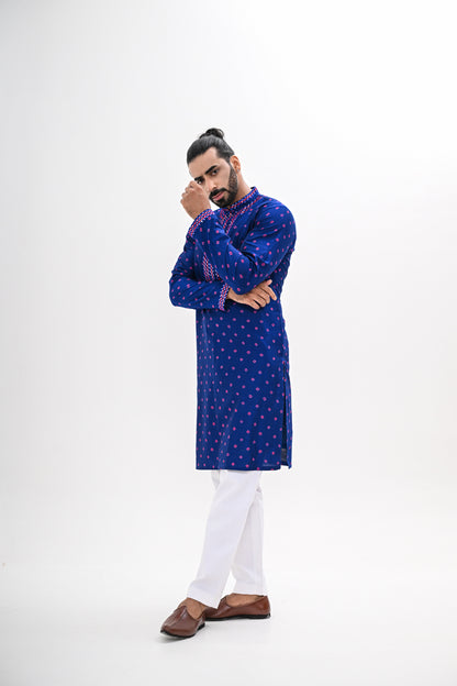 BLUE BANDHANI KURTA