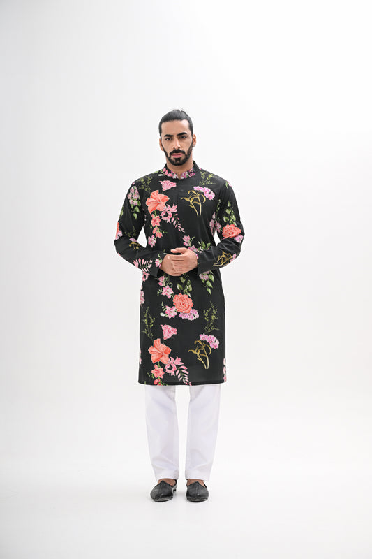 BLACK BLOOM PRINTED KURTA