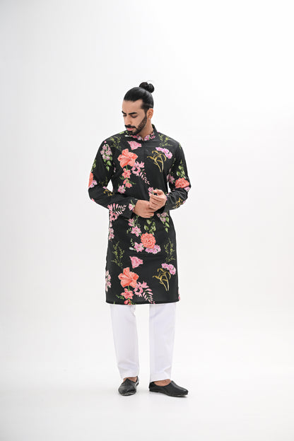 BLACK BLOOM PRINTED KURTA