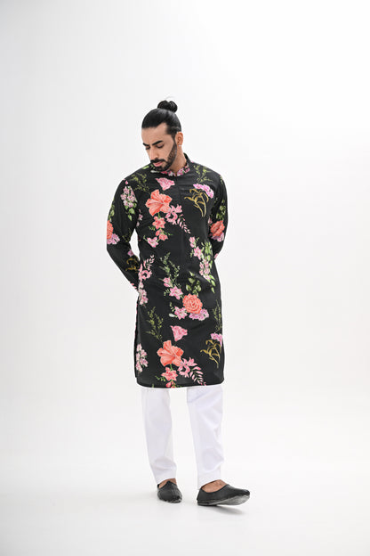 BLACK BLOOM PRINTED KURTA