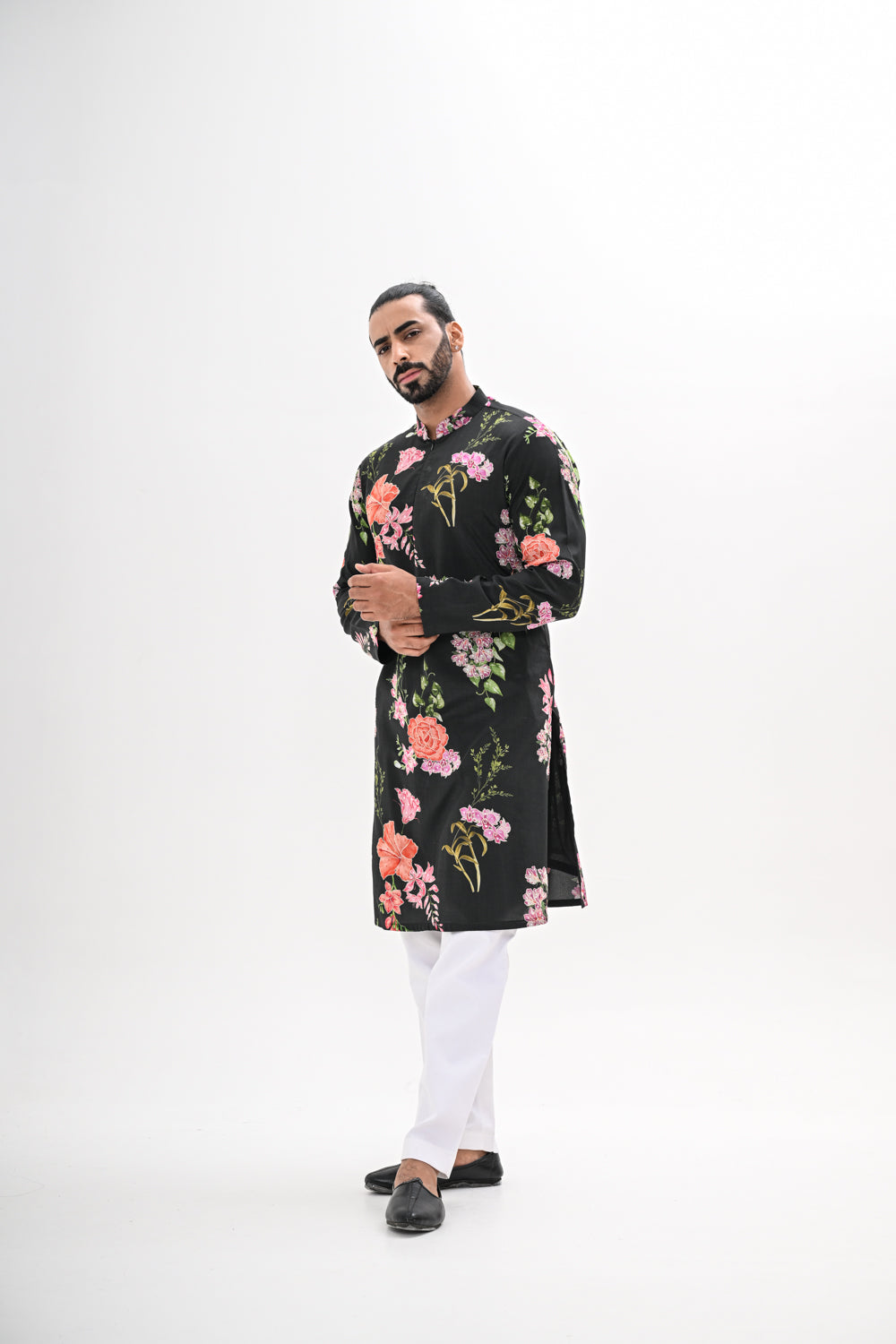 BLACK BLOOM PRINTED KURTA