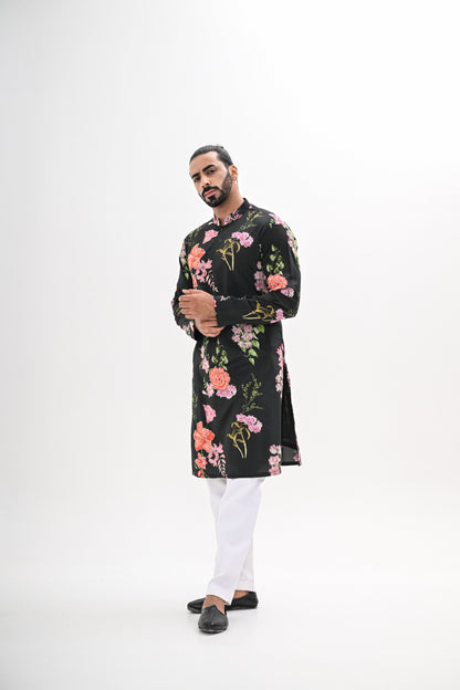 BLACK BLOOM PRINTED KURTA