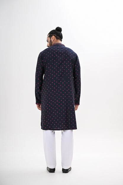 BLACK BANDHANI KURTA