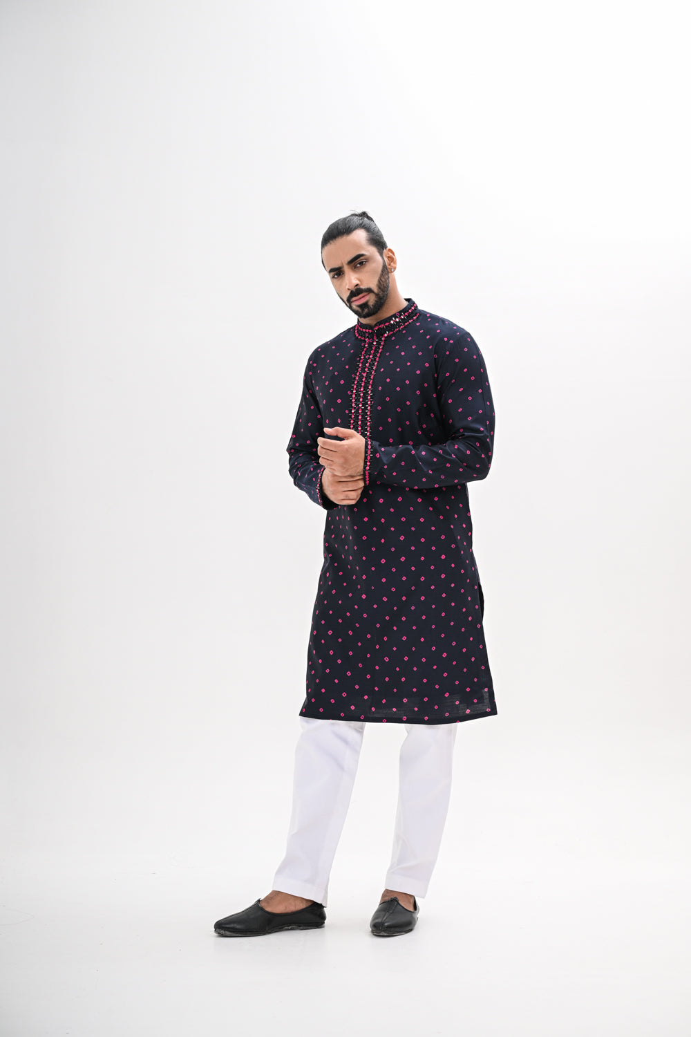 BLACK BANDHANI KURTA