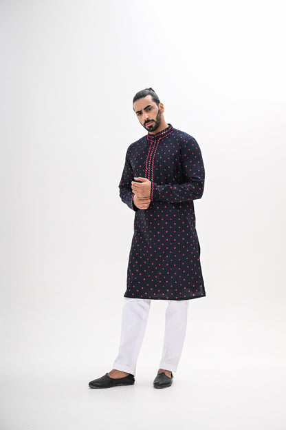 BLACK BANDHANI KURTA