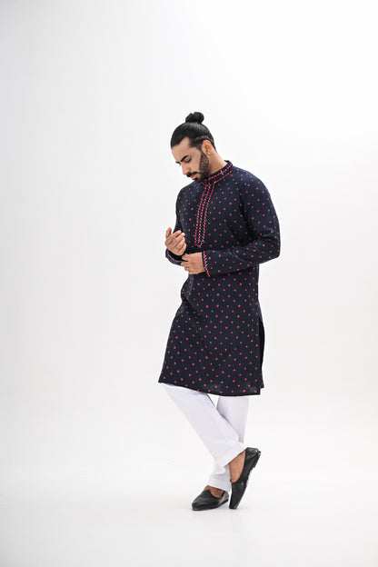 BLACK BANDHANI KURTA