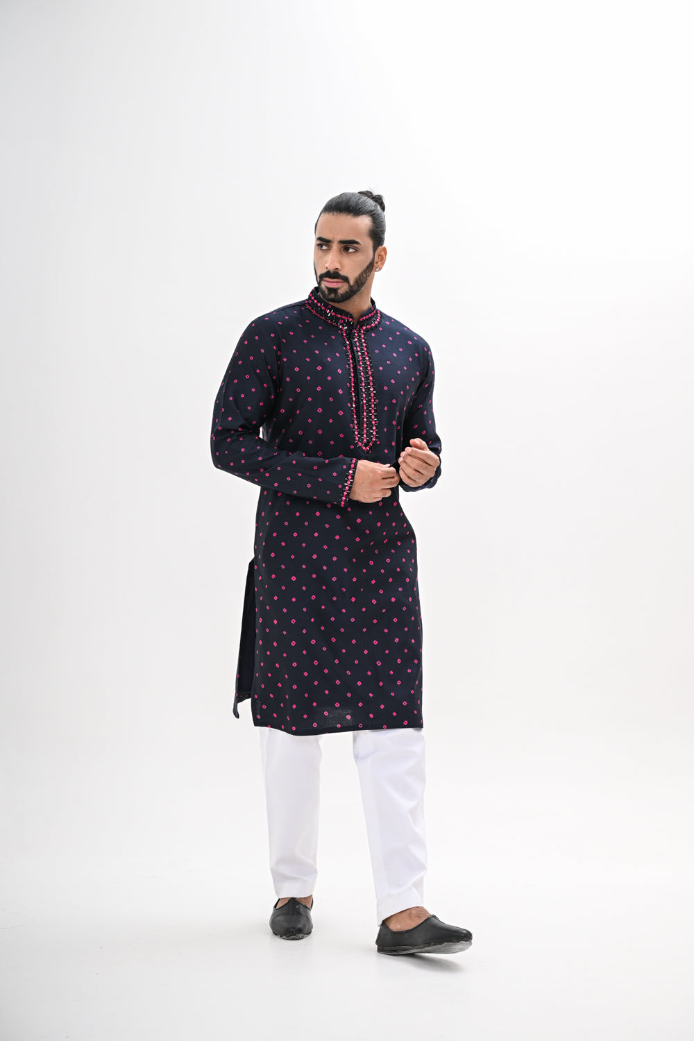 BLACK BANDHANI KURTA