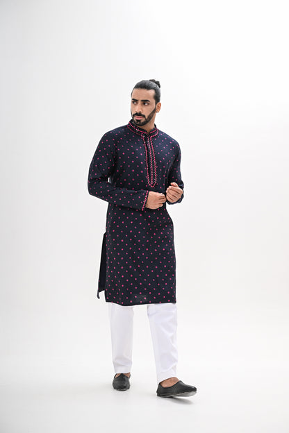 BLACK BANDHANI KURTA