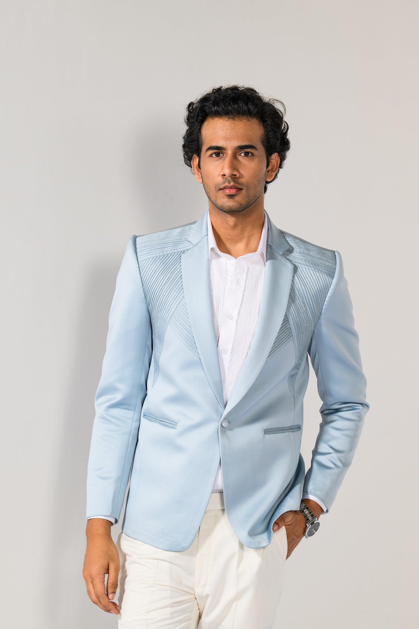 ICE BLUE PINTUCK TUXEDO SET