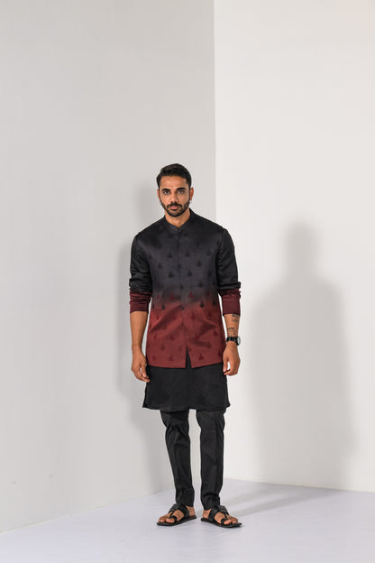 WINE OMBRE NEHRU KURTA  SET