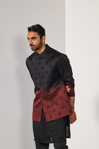 WINE OMBRE NEHRU KURTA  SET