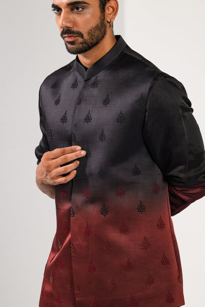 WINE OMBRE NEHRU KURTA  SET