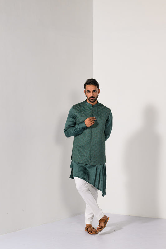 JADE PATTERN NEHRU KURTA  SET