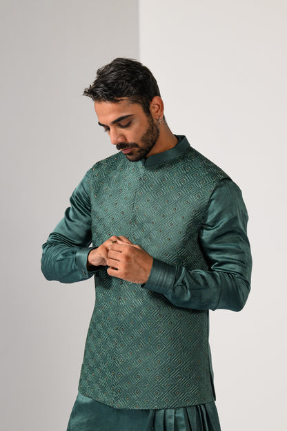 JADE PATTERN NEHRU KURTA  SET