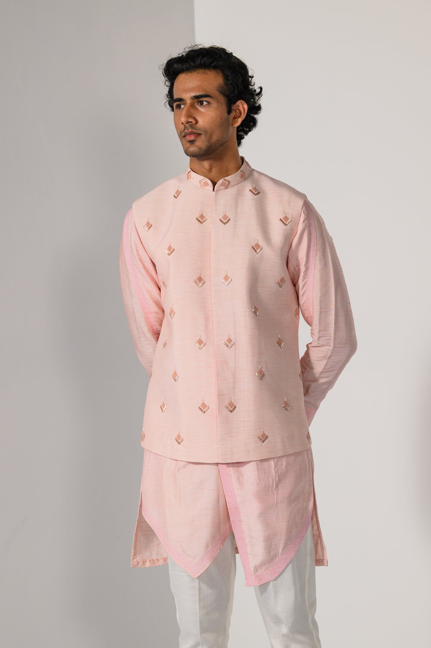 BLUSH BUTTA NEHRU KURTA  SET