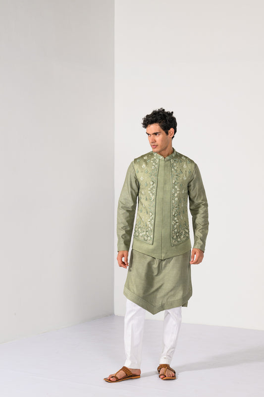 OLIVE HERITAGE NEHRU KURTA  SET