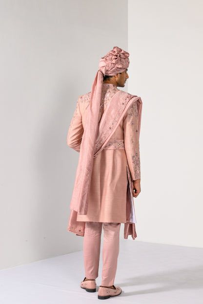 BEIGE BLOSSOM SHERWANI SET