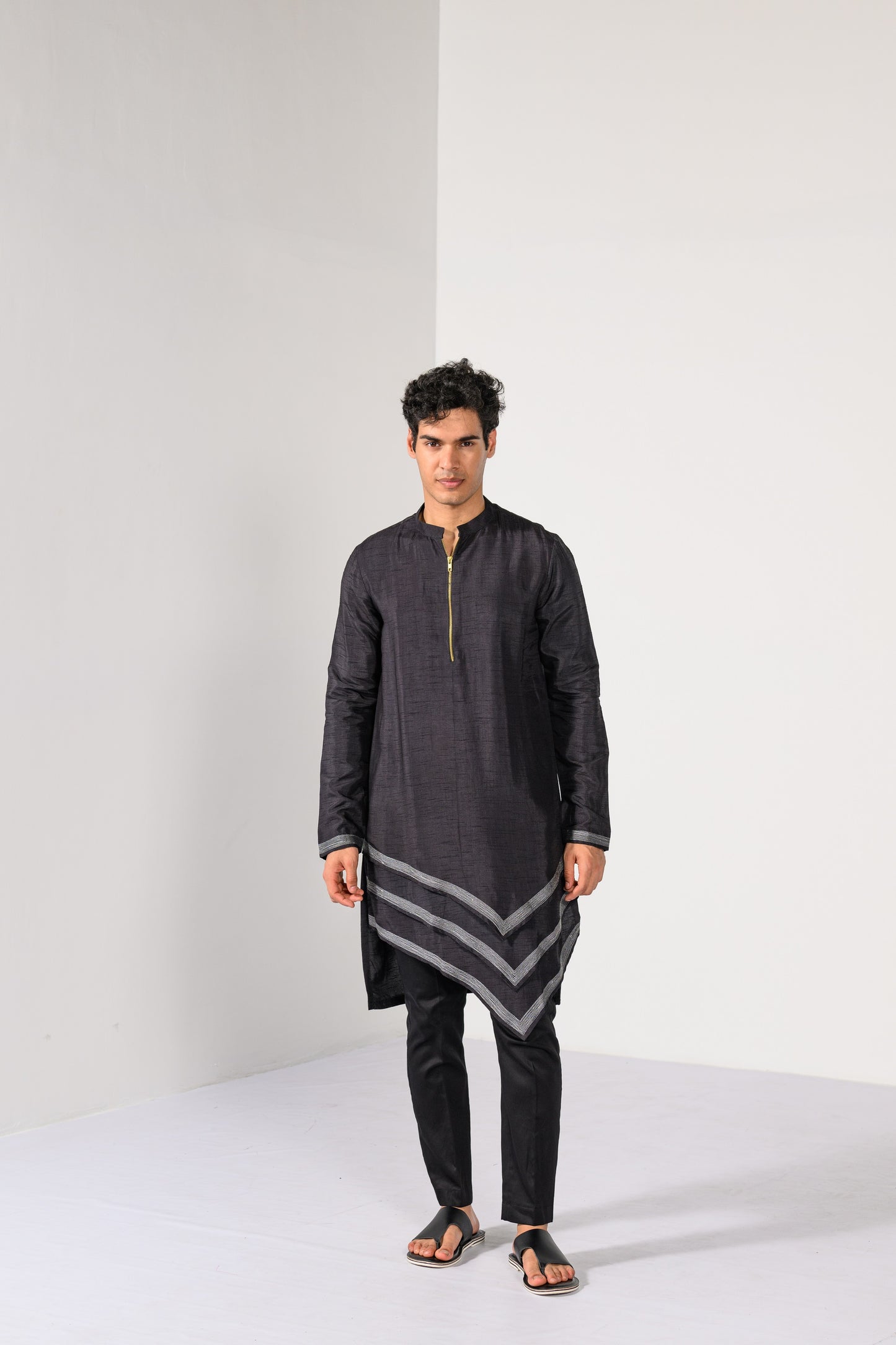 GRAPHITE GEOMETRICS NEHRU KURTA  SET